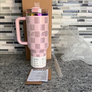 Stanley Pink and White Checkered Tumbler